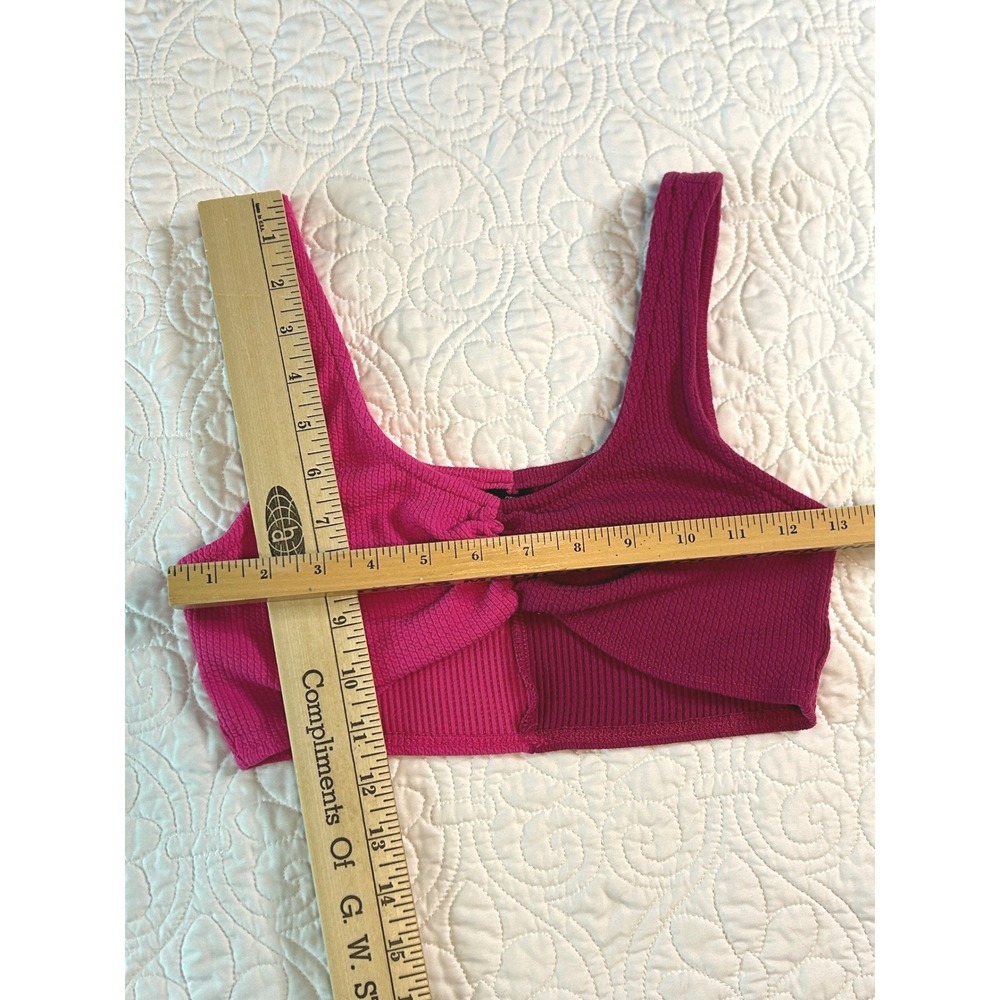 Wild Fable Two Tone Pink Magenta Ribbed Cinched Front Crop Top Small - Picture 5 of 5